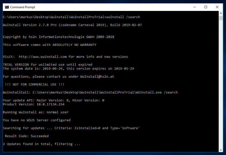 install windows update via command line